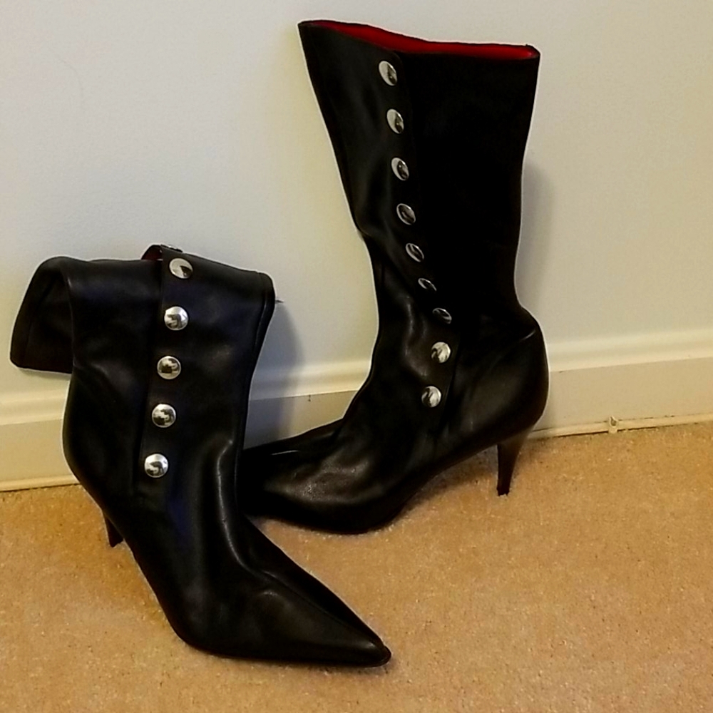 Black genuine leather boots